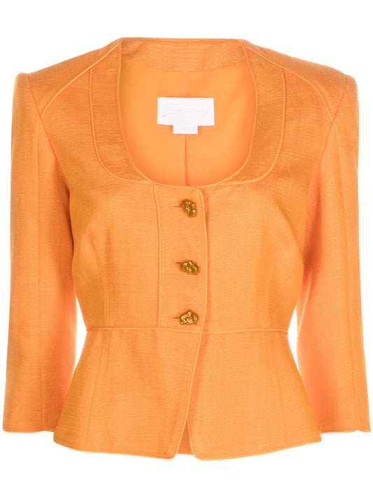 U-Neck Twill Blazer