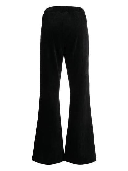 Cherry-Embroidered Cotton-Blend Flared Trousers