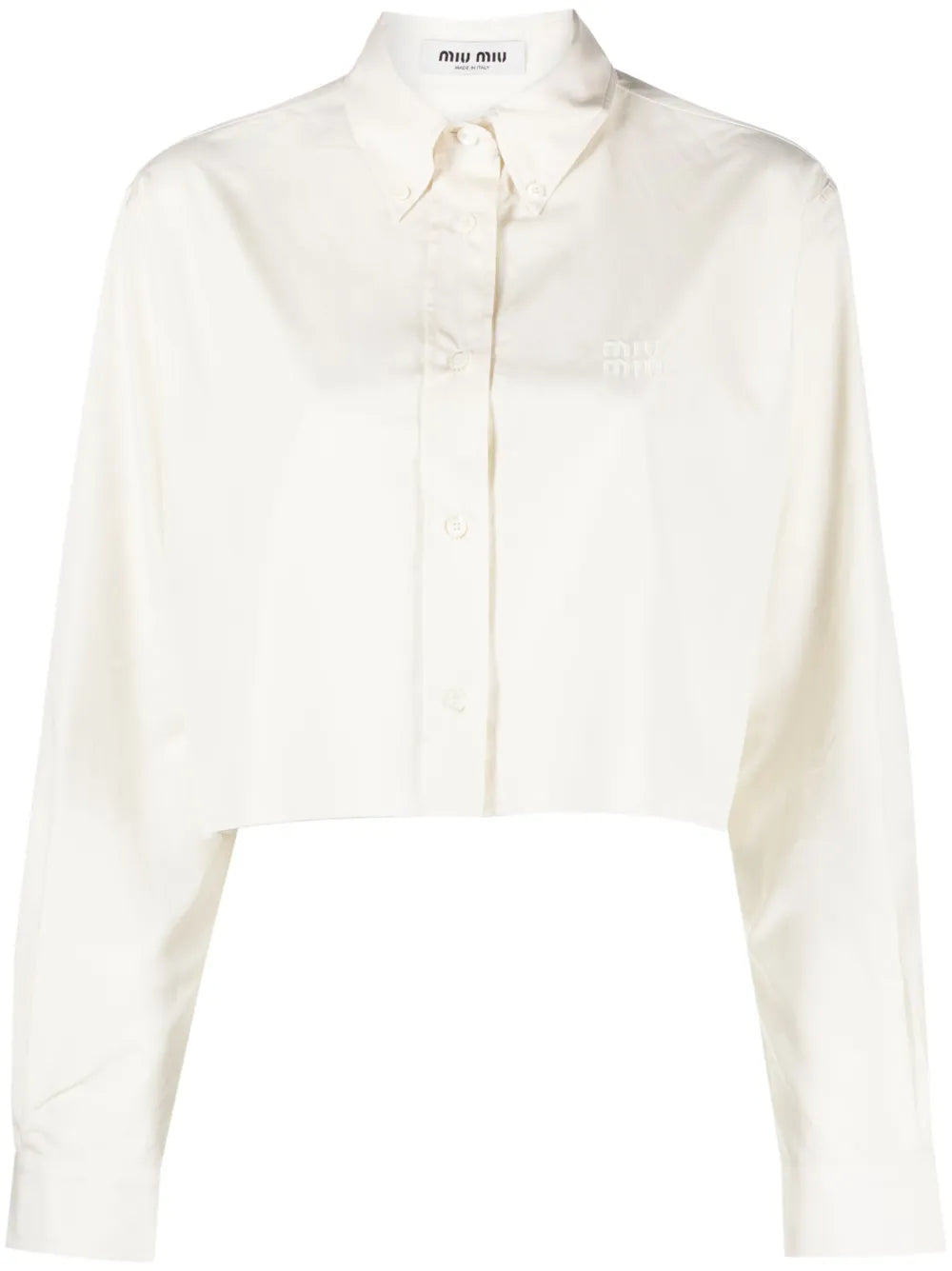 Logo-Embroidered Cropped Cotton Shirt