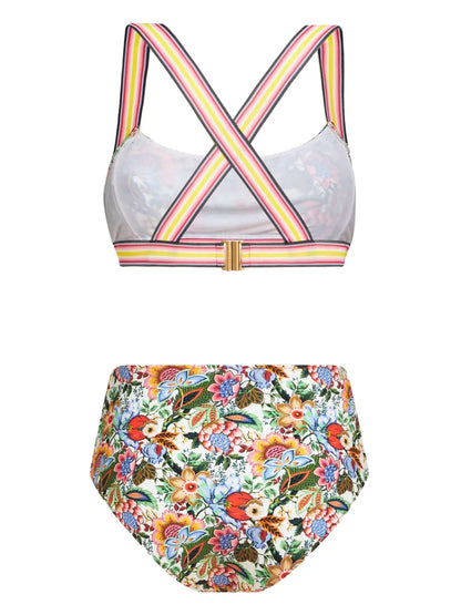 Bouquet-Print Bikini Set
