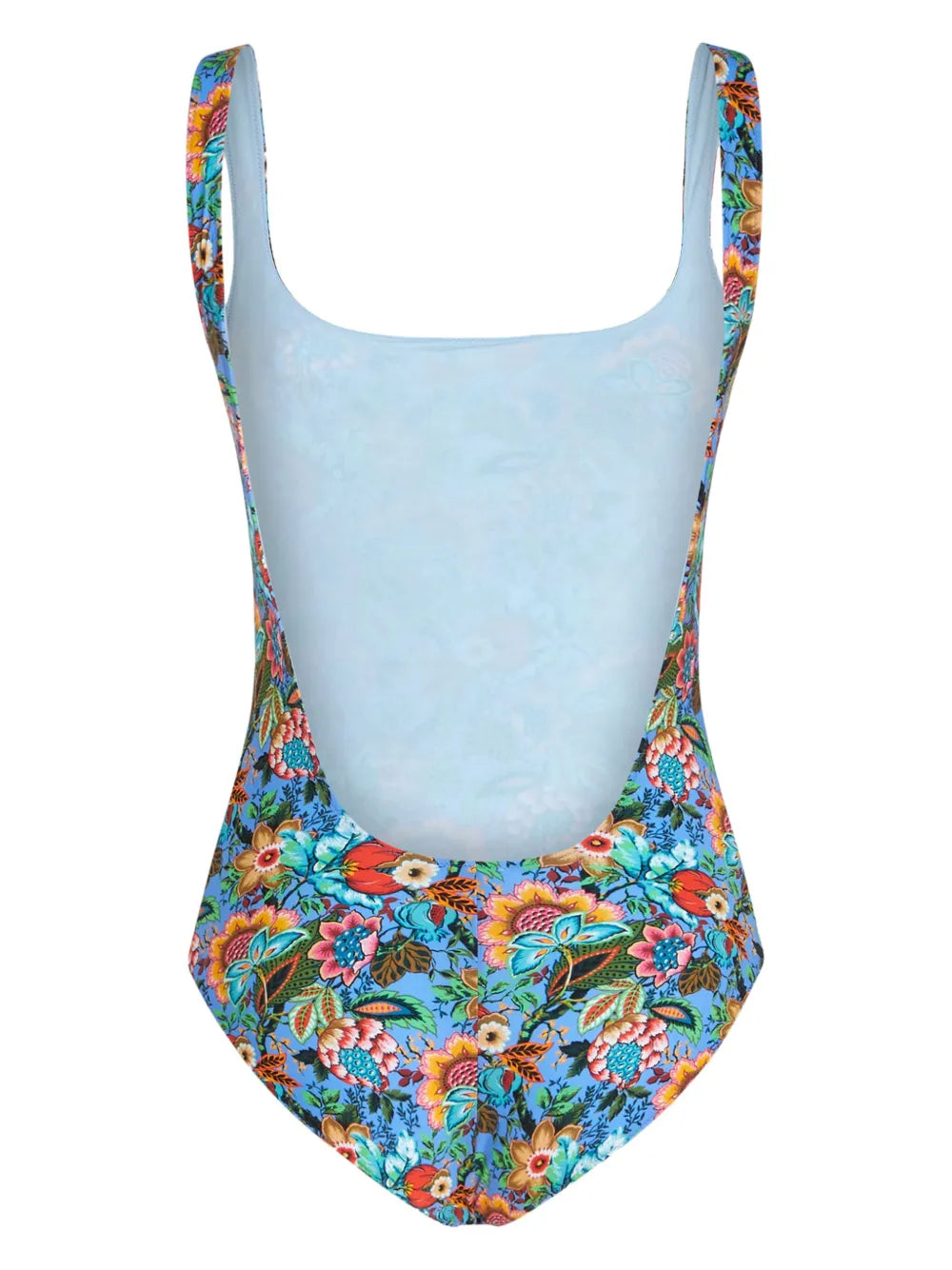 Bouquet-Print Open-Back Swimsuit