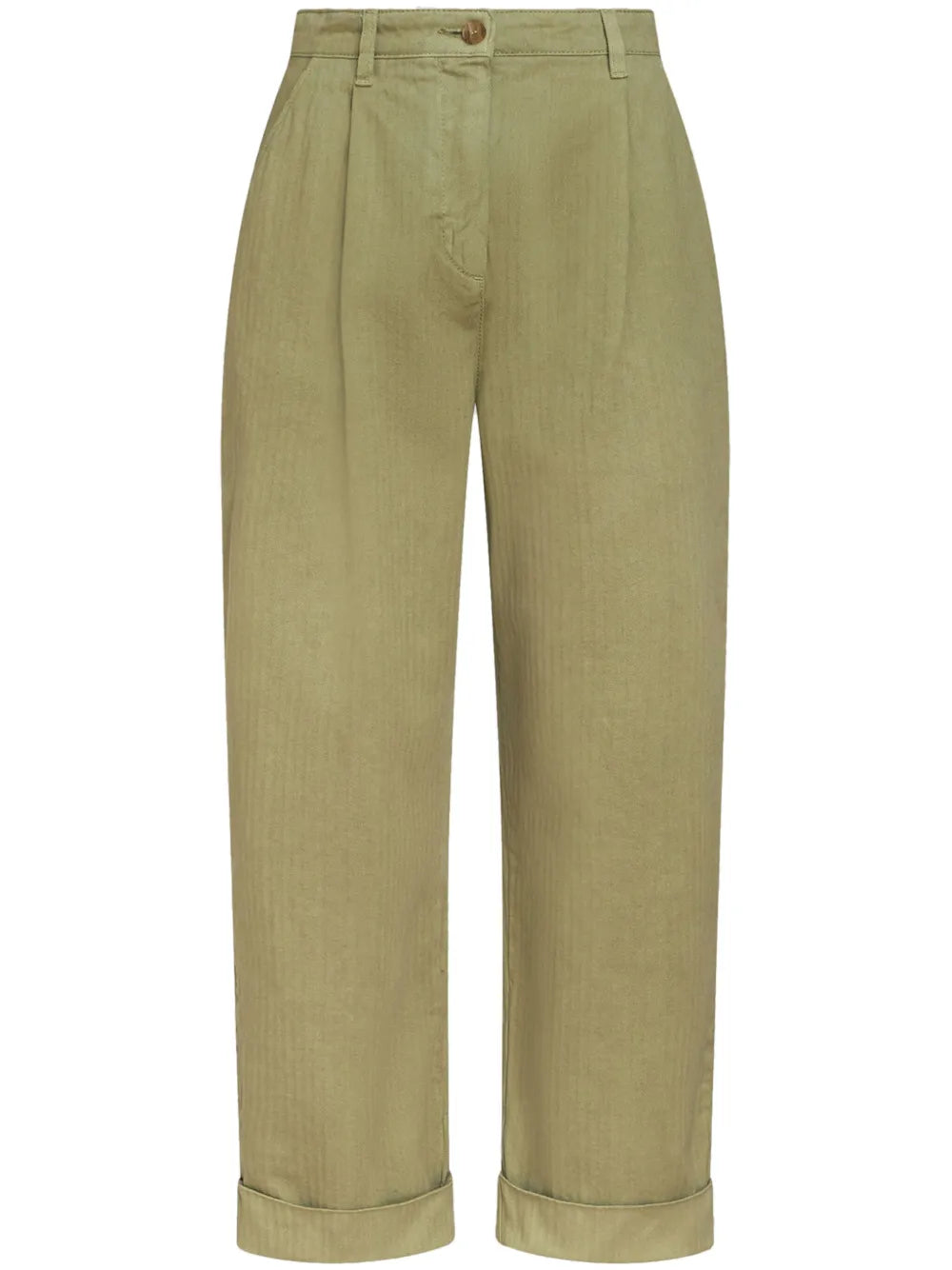 Cropped Herringbone-Pattern Cotton Chinos