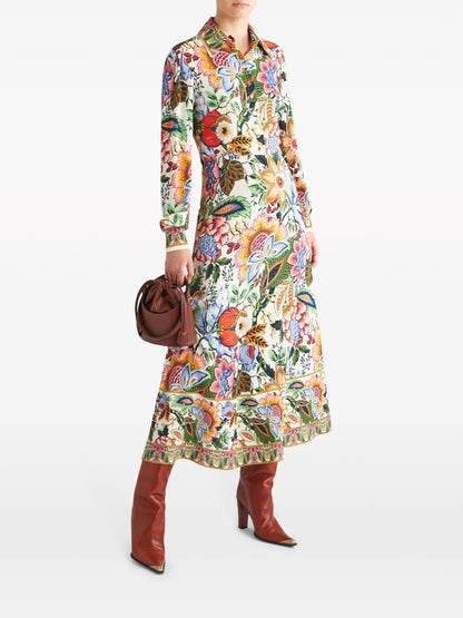 Floral-Print Maxi Shirt Dress