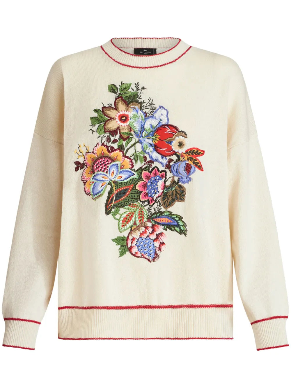 Floral-Embroidered Cashmere Blend Jumper