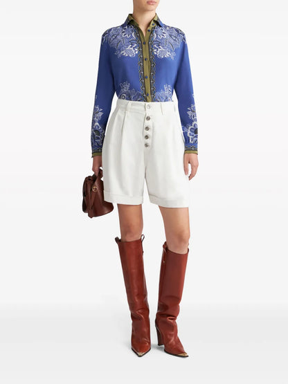 Bandana-Print Silk Crepe Shirt