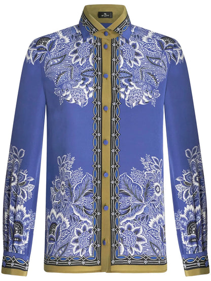 Bandana-Print Silk Crepe Shirt