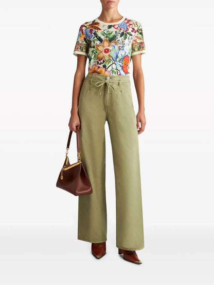 Pegaso-Embroidered Wide-Leg Jeans