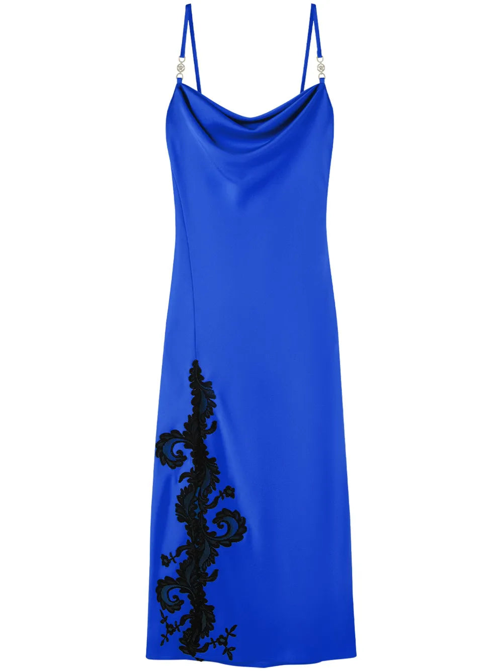 Barocco-Lace Embellished Satin Midi Dress
