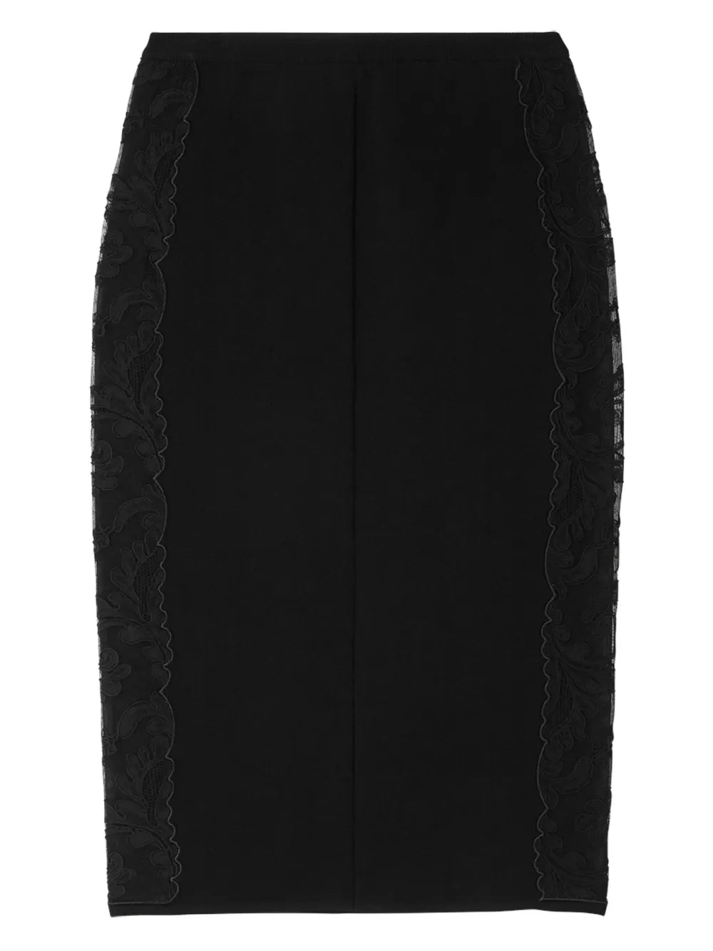 Floral-Embroidered Pencil Midi Skirt