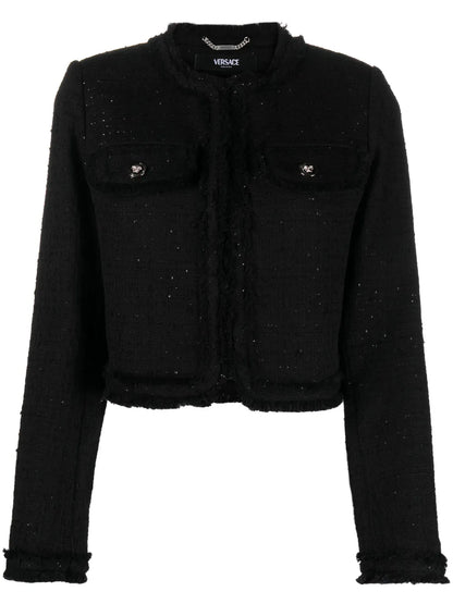 Sequin-Embellished Tweed Jacket