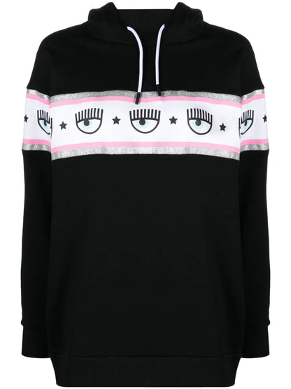 Eyelike-Embossed Cotton Hoodie
