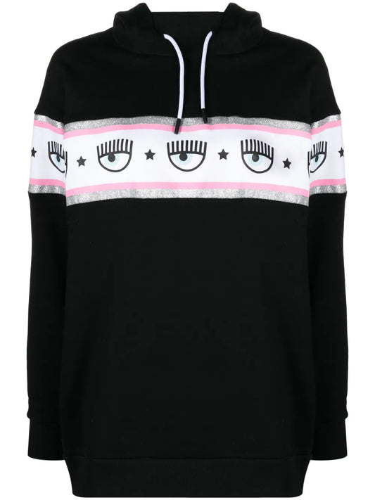 Eyelike-Embossed Cotton Hoodie
