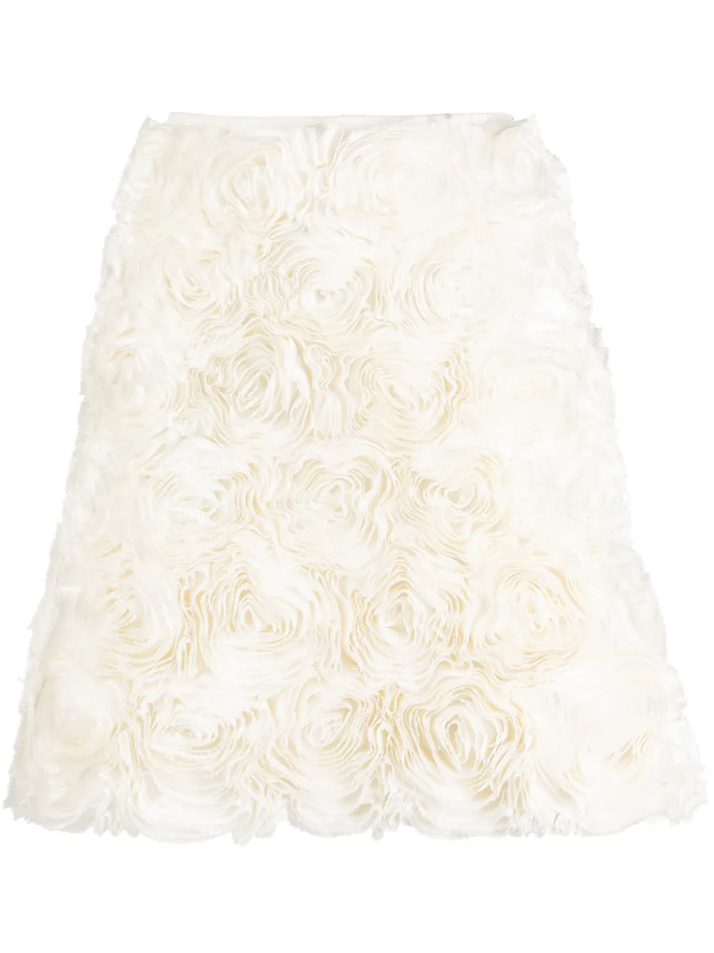Floral-Appliqué Silk Skirt