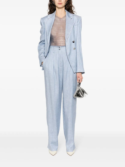 Pleat-Detail Wide-Leg Trousers