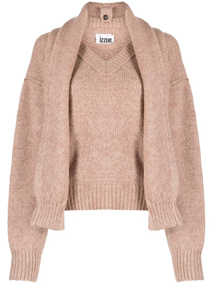 Scarf-Detail Cropped Jumper