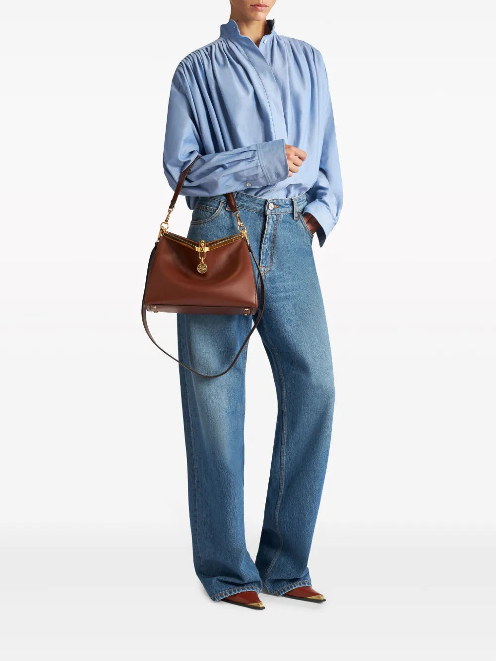 Pegaso-Embroidered Wide-Leg Jeans