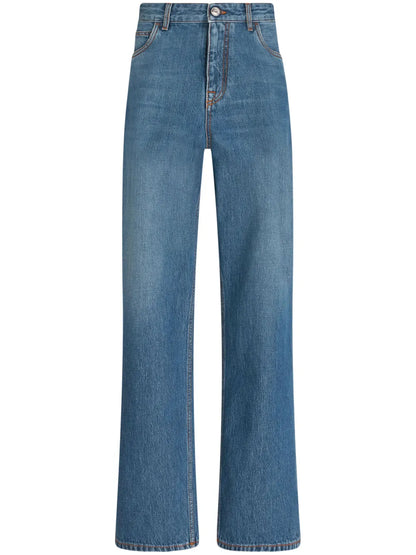 Pegaso-Embroidered Wide-Leg Jeans