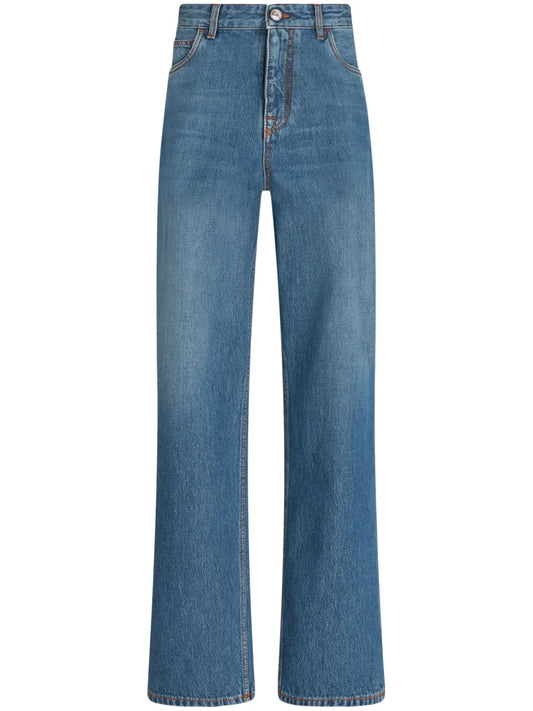Pegaso-Embroidered Wide-Leg Jeans