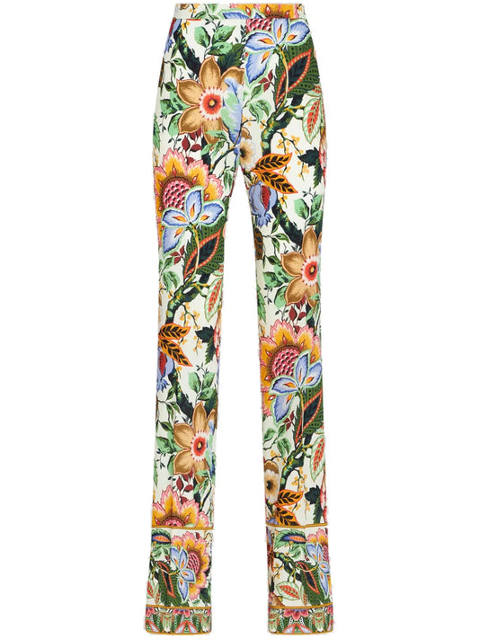 Floral-Print Straight-Leg Trousers
