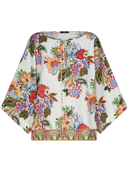 Floral-Print Draped Blouse