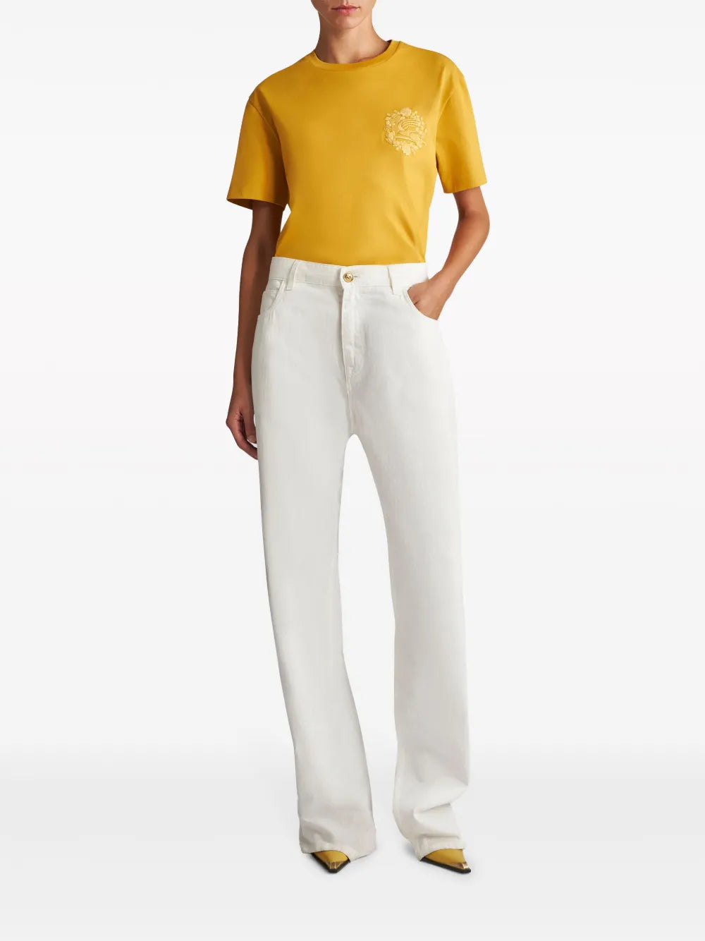 Pegaso-Embroidered Wide-Leg Jeans