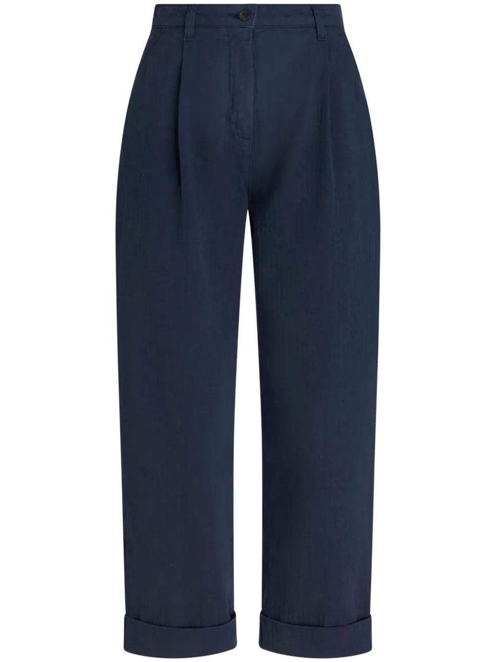 Cropped Herringbone-Pattern Cotton Chinos