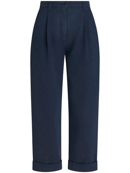 Cropped Herringbone-Pattern Cotton Chinos