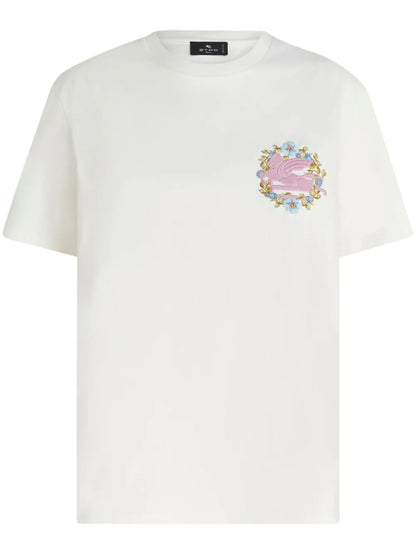 Pegaso-Embroidered Cotton T-Shirt