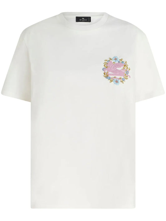 Pegaso-Embroidered Cotton T-Shirt