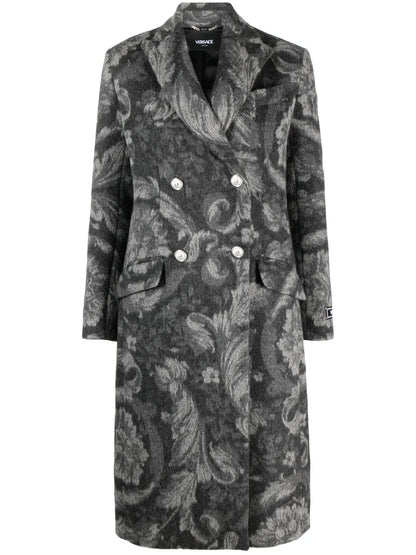 Barocco Stencil Double-Breasted Coat