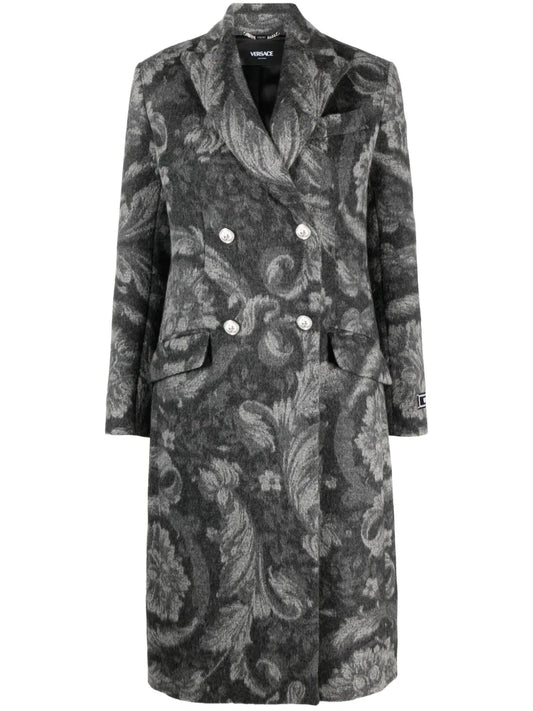 Barocco Stencil Double-Breasted Coat