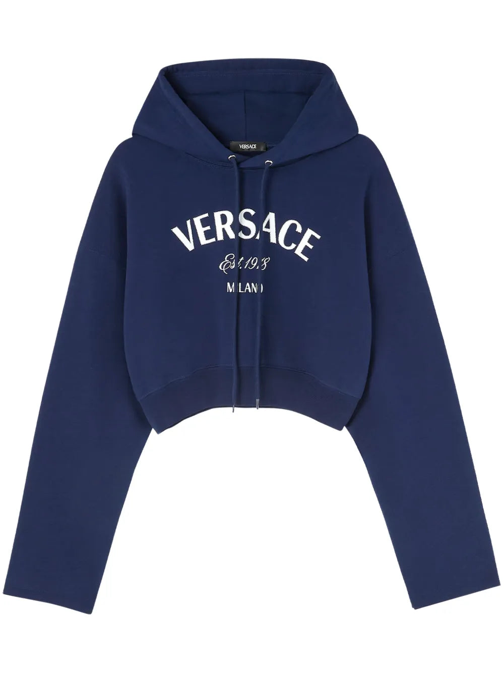 Logo-Embroidered Drawstring Cropped Hoodie