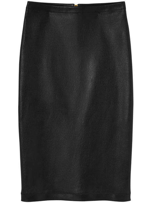 Leather Pencil Midi Skirt