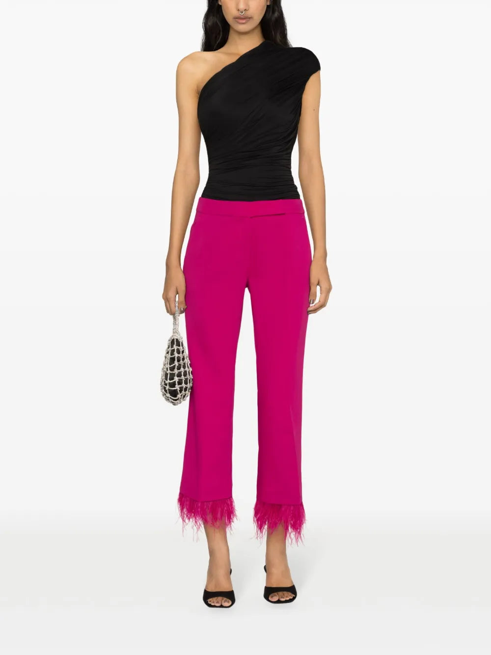 Feather-Trim Cropped Trousers