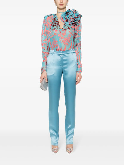 Silk Satin Straight-Leg Trousers