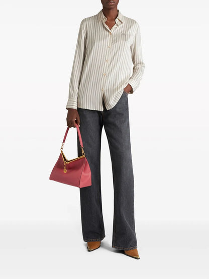 Pegaso-Embroidered Striped Silk Shirt