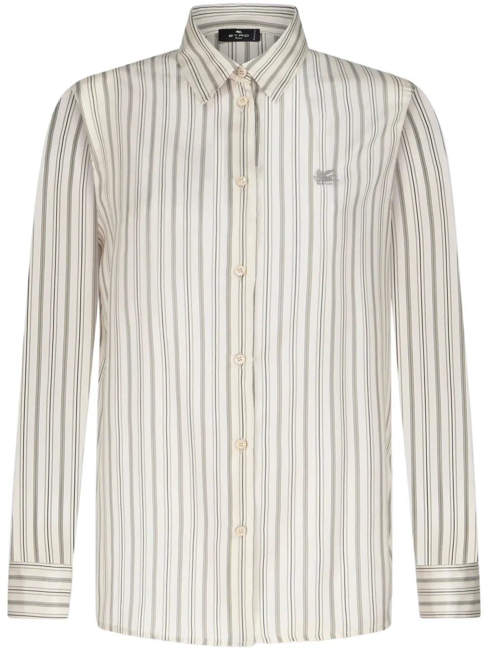 Pegaso-Embroidered Striped Silk Shirt