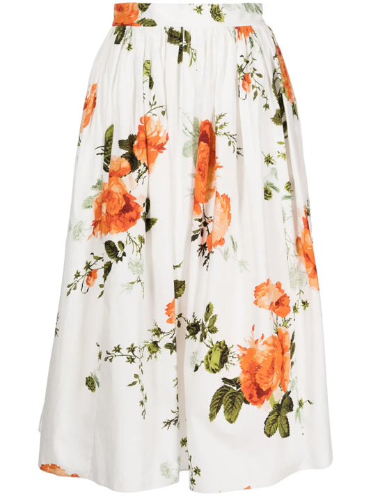 Floral-Print Poplin Skirt