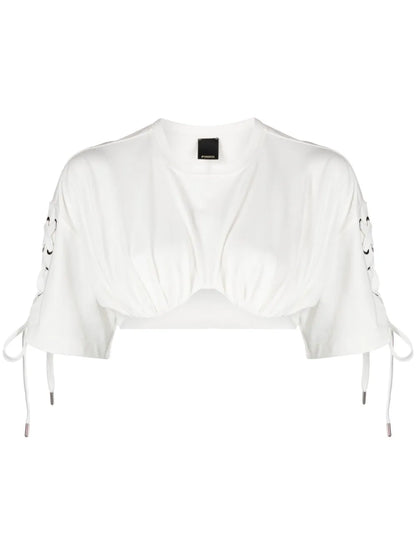 Lace-Up Cropped T-Shirt