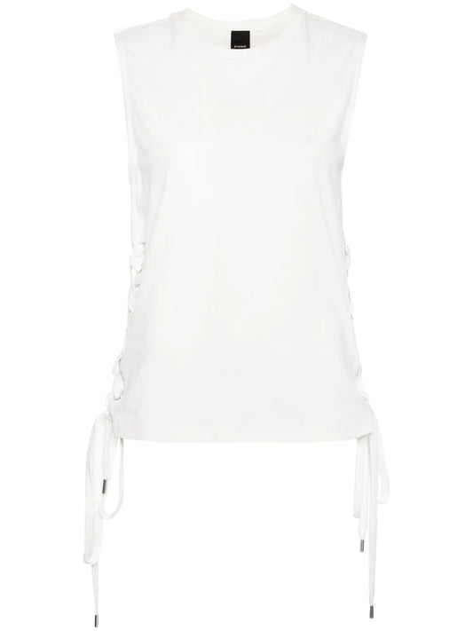Lace-Up Cotton Tank Top