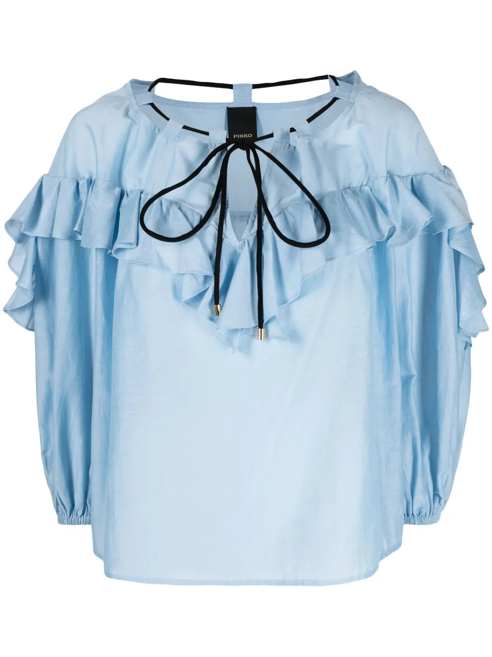 Tied-Neck Ruffled Blouse