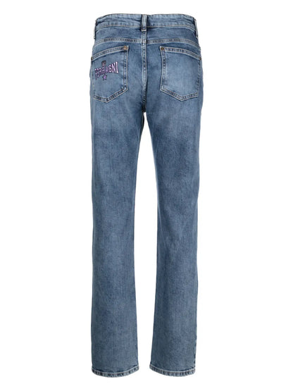 High-Rise Slim-Cut Cotton Jeans