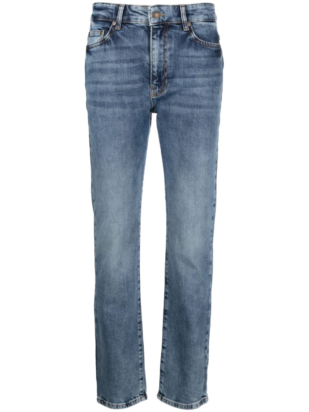 High-Rise Slim-Cut Cotton Jeans