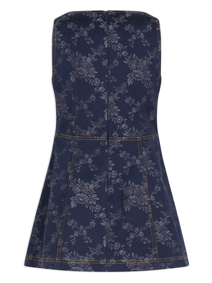 Floral-Jacquard Denim Minidress