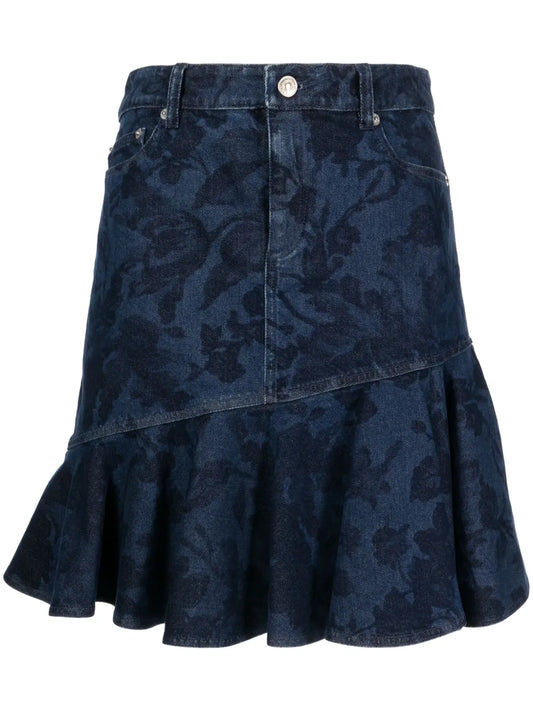 Asymmetric Denim Miniskirt