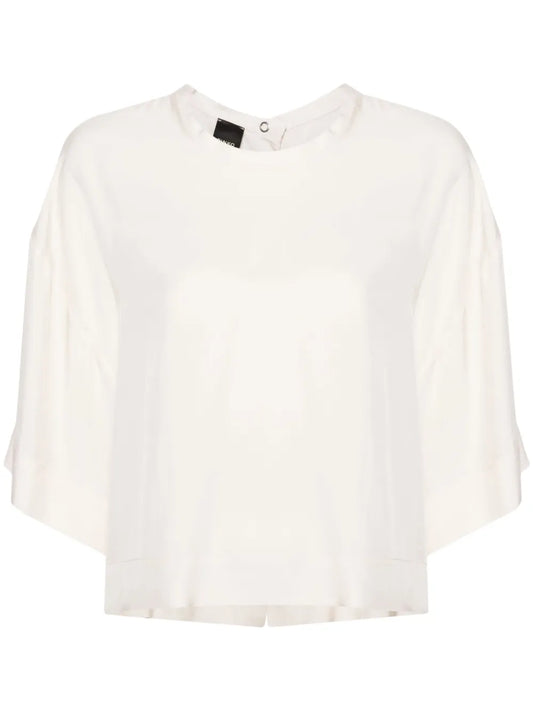 Boat-Neck Short-Sleeve Blouse