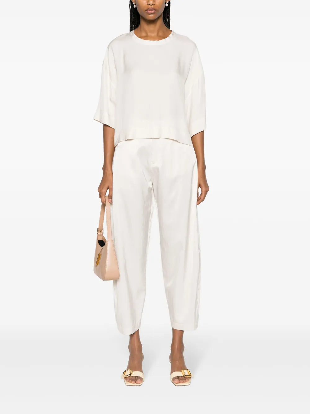 Boat-Neck Short-Sleeve Blouse