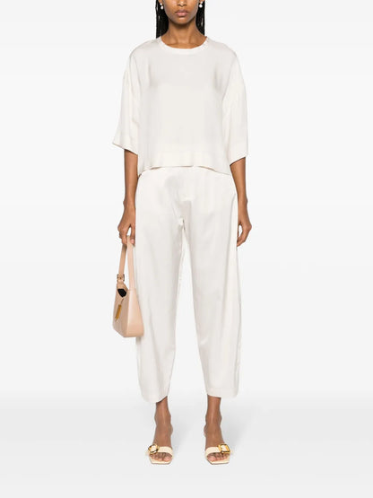 Boat-Neck Short-Sleeve Blouse