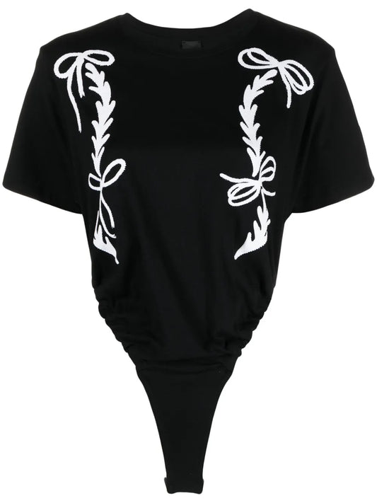 Flocked-Print Jersey Bodysuit