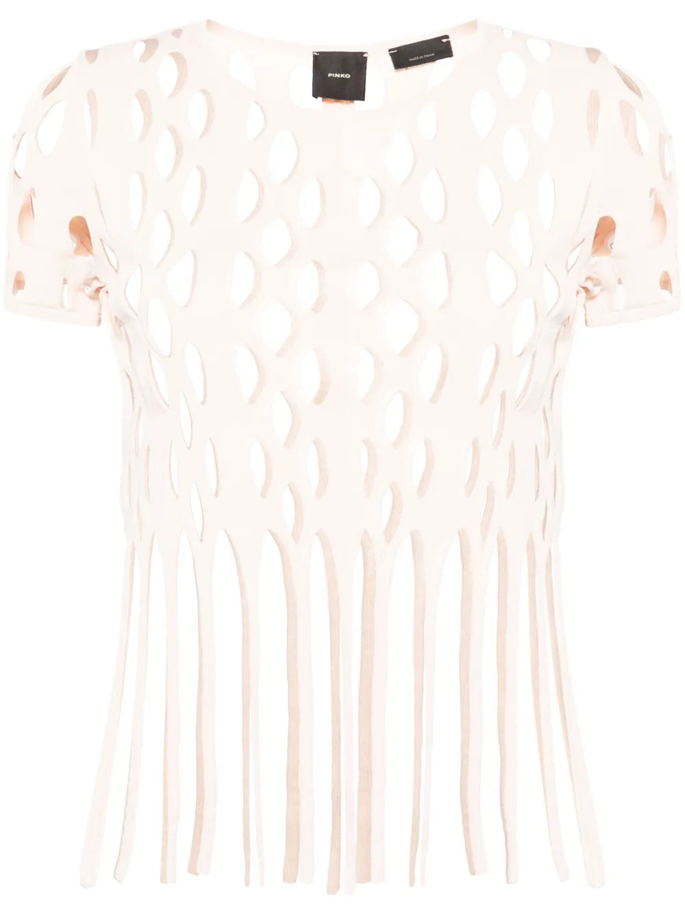 Fringed Open-Knit T-Shirt